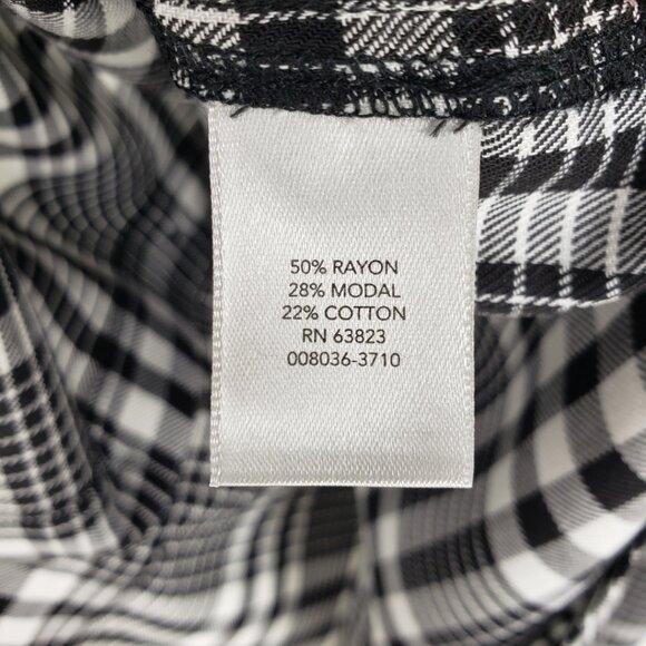 3/$25 Christopher & Banks Plaid Button Down Shirt Top SP Long Sleeve White Black - Picture 8 of 8